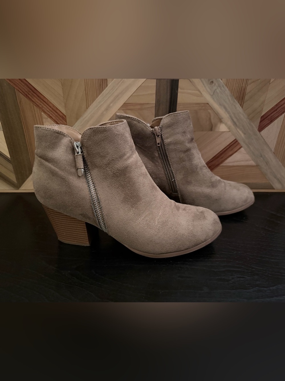 Style & Co. Women's Masinraaf Taupe Suede Ankle Booties size 10